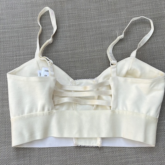 Bebe White Bustier Cropped Top with Jewelled Front Band - Picture 2 of 6